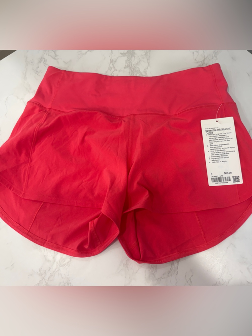 Lululemon High-Waist Red Athletic Shorts with Built-In Liner